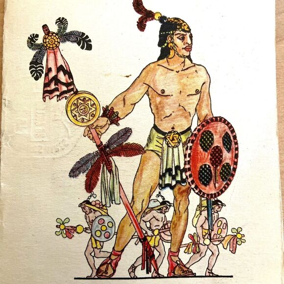 Warrior Tribal South America Argentina Mid Century Art Airplane 1950 Limited